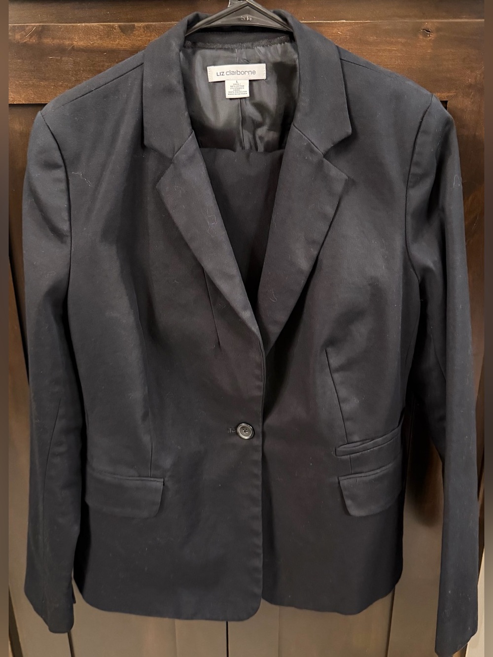 Liz Claiborne Black Suit - Jacket Sz L; Pants Sz 12